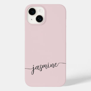 Coque Pour iPhone 14 Fille Blush Pink Monogramme Nom Signature Script C