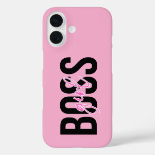 Coques iPhone 16 Fille Boss Rose Noir