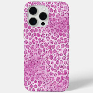 Coque iPhone 15 Pro Max Fille brillante Empreinte de léopard rose