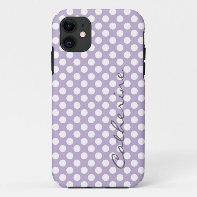 Coques Case-Mate iPhone Fille, classique pastel violet pois (Dos)
