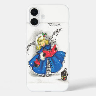 Coques iPhone 16 Plus Fille de Noël vintage festive