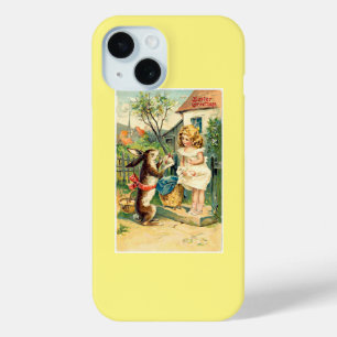 Coque Pour iPhone 15 Fille de vacances et lapin Vintage Pâques Coque-Ma