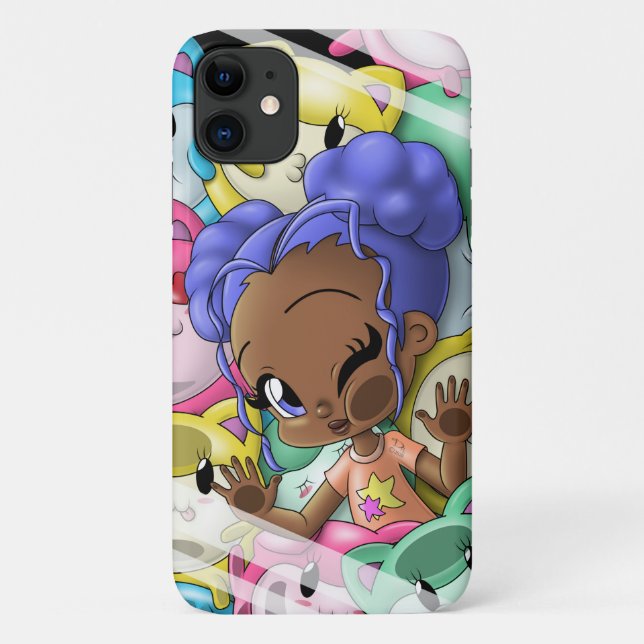 Coques Case-Mate iPhone Fille et chats afro-américains (Dos)