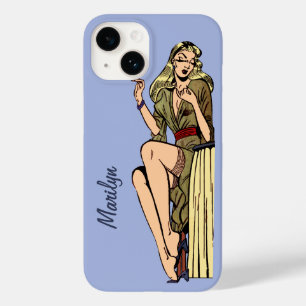 Coque Pour iPhone 14 Fille Glamour Blonde Magnifique Vintage Rétro Pin-