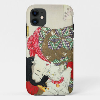 Case-Mate iPhone Case Fille japonaise avec le chat, Tsukioka Yoshitoshi