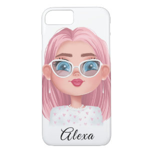 Case-Mate iPhone Case fille mignonne avec cheveux roses