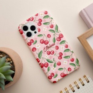 Coques iPhone 16 Fille mignonne Rose Rouge Cerisier Motif personnal