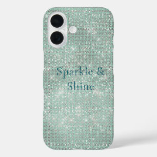 Coques iPhone 16 Fille Mint Glitzy Sparkle
