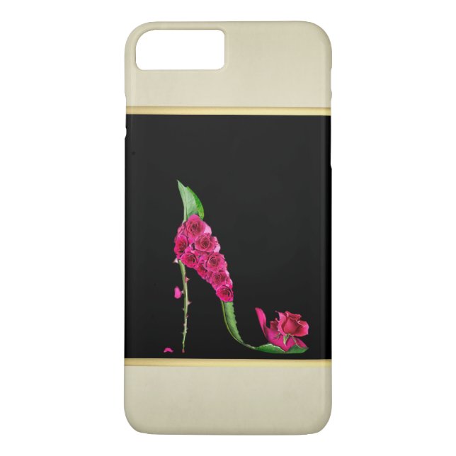 Coques Case-Mate iPhone Fille moderne élégante, Noir, Crème, Talon Fleur (Dos)