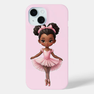 Coque Pour iPhone 15 Fille noire Ballerina Rose Ballet