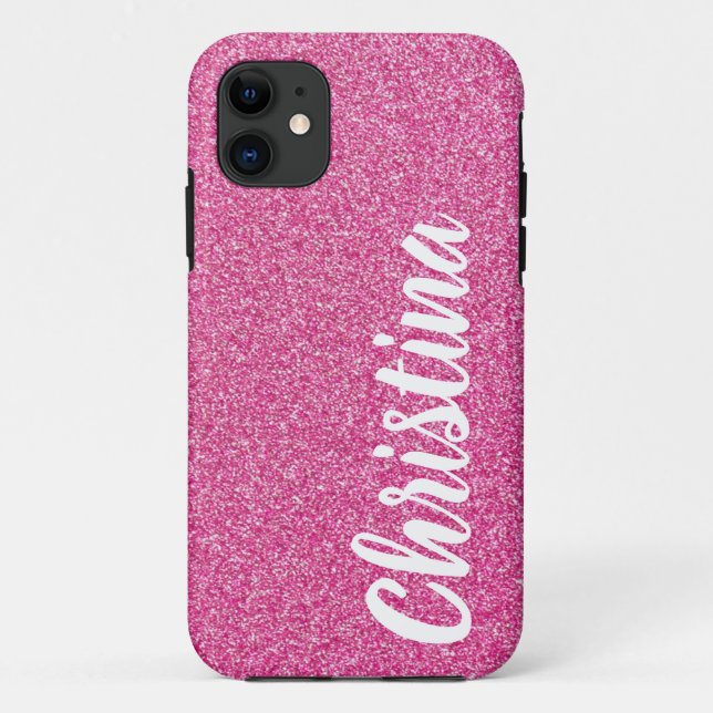 Coques Case-Mate iPhone Fille Parties scintillant rose Nom personnalisé (Dos)