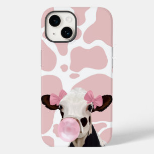 Coque Pour iPhone 14 Fille rose Bubblegum soufflant Vache Amateurs