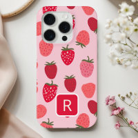 Fille rose et fraise rouge Motif sans couture