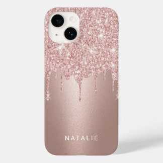 Coque Pour iPhone 14 Fille Rose Gold Parties scintillant Drivers Nom pe