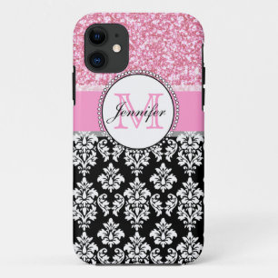 Case-Mate iPhone Case Fille, rose, Parties scintillant, Damas noir Perso