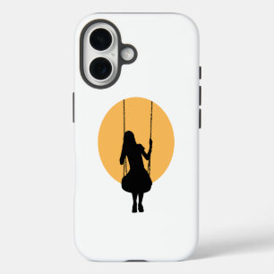Coques iPhone 16 Fille sur une balançoire en silhouette