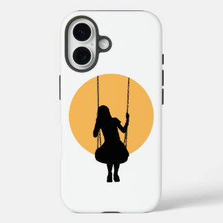 Coques iPhone 16 Fille sur une balançoire en silhouette