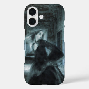 Coques iPhone 16 Fille victorienne effrayée Ghost Courir dans Hallw