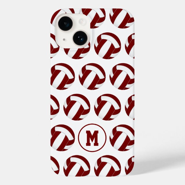Coques Case-Mate iPhone filles maroon blanc volleyballs motif (Verso)