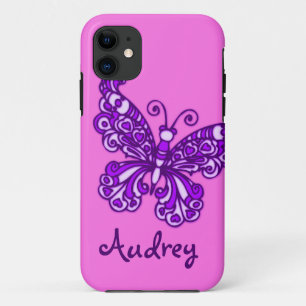 Case-Mate iPhone Case Filles nommées papillon rose violet