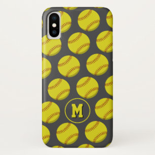 Case-Mate iPhone Case filles softballs jaune motif sport monogrammed