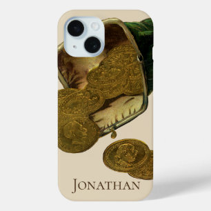 Coque Pour iPhone 15 Finance d'entreprise vintage, pièce d'or en argent