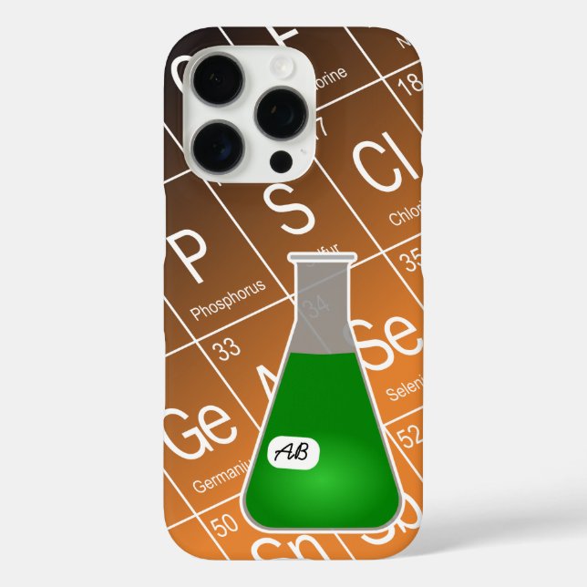 Coques Case-Mate iPhone Fiole Erlenmeyer vert (avec initiales) Chimie (Verso)