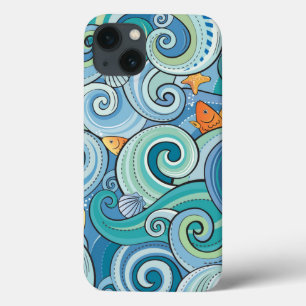 Coques Pour iPhone Fish Among The Waves Pattern