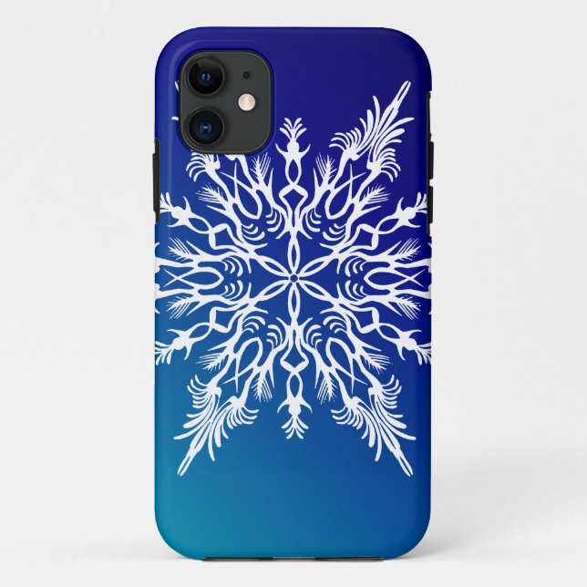 Coques Case-Mate iPhone FLAKE DE NEIGE en bleu (Dos)