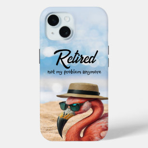 Coque Pour iPhone 15 Flamant rose à la retraite sur la plage avec Casqu