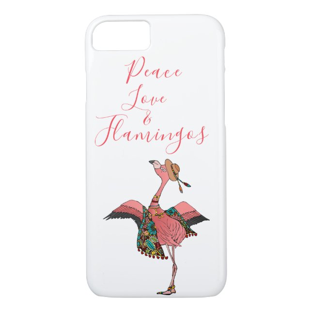 Coques Case-Mate iPhone Flamant rose bohème mignon Paix Amour & Flamants r (Dos)