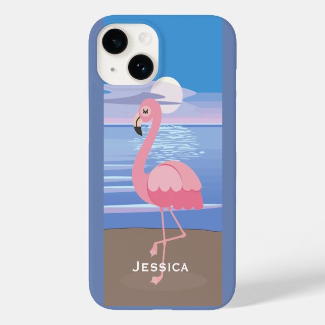 Coques Case-Mate iPhone Flamant rose d'île tropicale personnalisée (Verso)