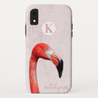 Flamant rose photo mignon rose Peek-a-Boo Monogram