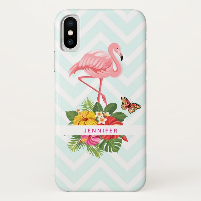 Coques Case-Mate iPhone Flamant rose rose & Hibiscus Tropical Fancy (Dos)