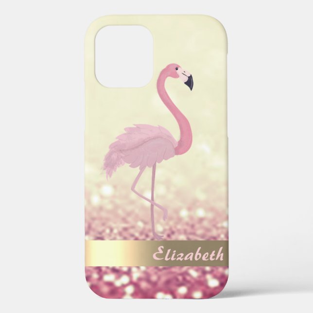 Coques Case-Mate iPhone Flamant rose rose moderne Ombre Parties scintillan (Verso)