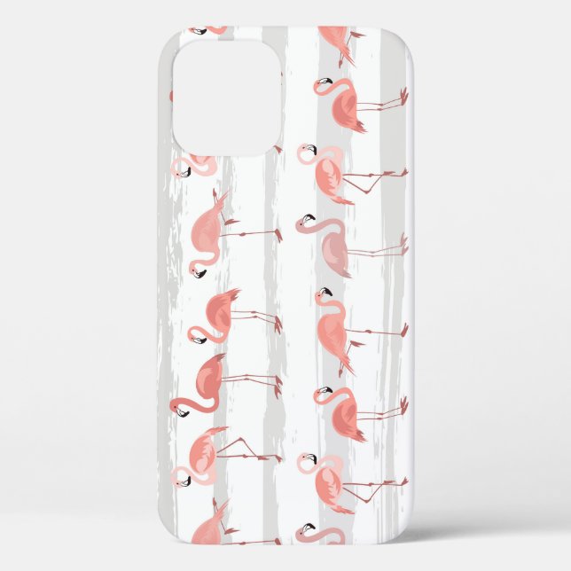 Coques Case-Mate iPhone Flamant rose tropical Blue Stripes Motif (Verso)