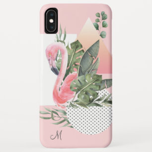 Case-Mate iPhone Case Flamant rose tropical féminin avec Monogramme