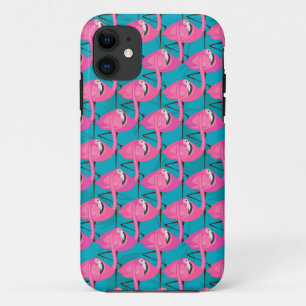 Coque iPhone 11 Flamants roses au néon