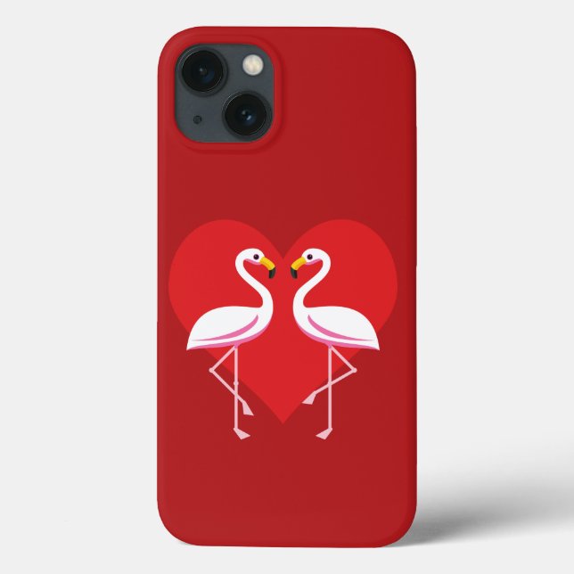Coques Case-Mate iPhone Flamants roses blancs mignons rose avec coeur roug (Verso)