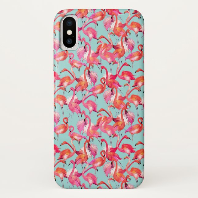 Coques Case-Mate iPhone Flamants roses d'aquarelle recueillis (Dos)