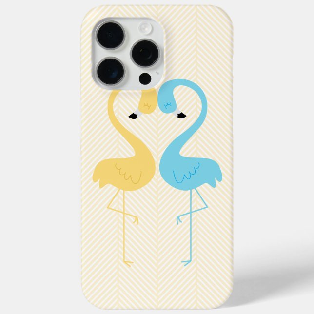 Coques Case-Mate iPhone Flamants roses jaune et bleu clair (Verso)