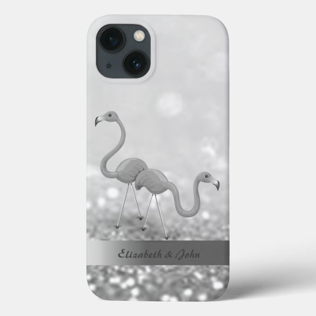 Coques Case-Mate iPhone Flamants roses modernes Parties scintillant en arg (Verso)