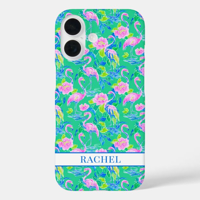 Coques Case-Mate iPhone Flamants Roses Monogrammés (Verso)