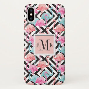 Coque iPhone X Flamants roses sur le Motif de conception en gras
