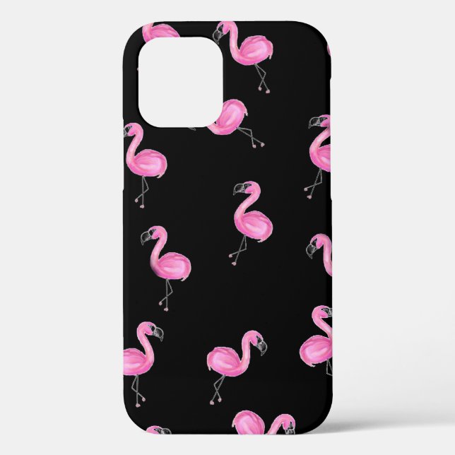 Coques Case-Mate iPhone flamants roses sur noir (Verso)
