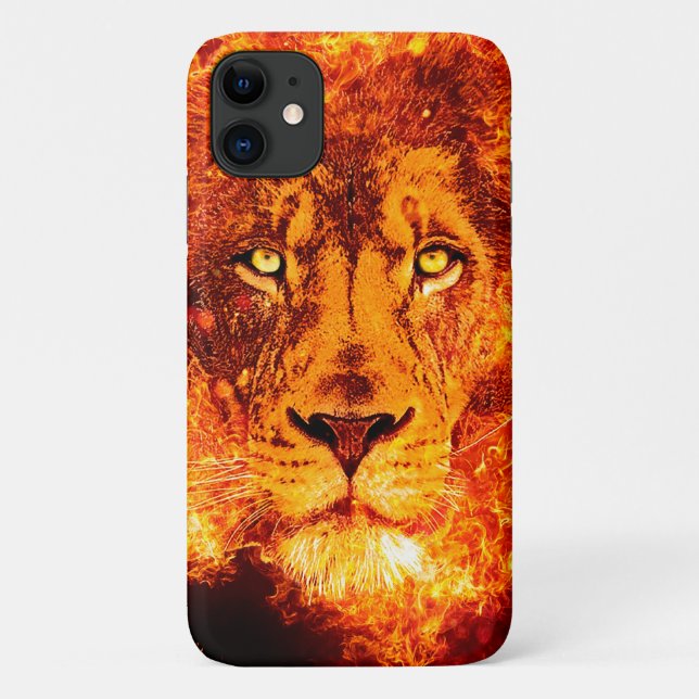 Coques Case-Mate iPhone Flames Red Orange Lion Face (Dos)