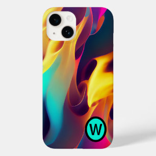 Coque Pour iPhone 14 Flammes multicouleurs personnalisées