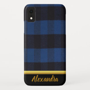 Case-Mate iPhone Case Flannel Buffalo Plaid Blue lumberjack texture