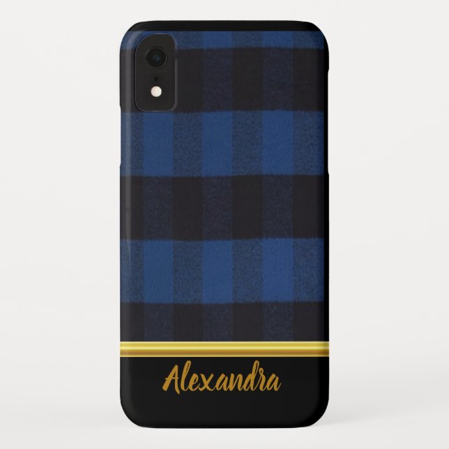 Coques Case-Mate iPhone Flannel Buffalo Plaid Blue lumberjack texture (Dos)