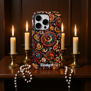 Coques iPhone 16 Pro Flèches rouges et or texturées